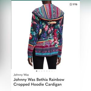 Johnny Was Bethia Rainbow Cropped Hoodie Cardigan